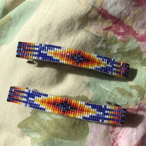 Native American Indian Hair Barette Beaded Clips